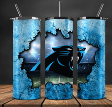 20 oz Carolina Panthers Stainless Steel Tumbler Metal Straw Peek a Boo Stadium
