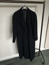 Vintage Alexon Wool Mix Long Coat Black Double Breated Overcoat Size M Classic