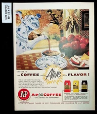 1956 A&P Coffee Custom Ground Drink Cup Apples Kitchen Vintage Print Ad 36753