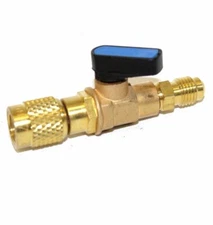 HVAC A/C Straight SHUT-OFF  Ball Valve Adapter For R134a R22 R12 R410a 1/4" FIT