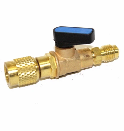 HVAC A/C Straight SHUT-OFF  Ball Valve Adapter For R134a R22 R12 R410a 1/4" FIT