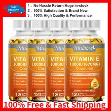 Vitamin E 1000IU 670MG Capsules(d-Alpha Tocopherol),Support Antioxidant & Immune