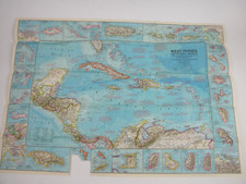 National Geographic West Indies Map Acceptable Condition 1970