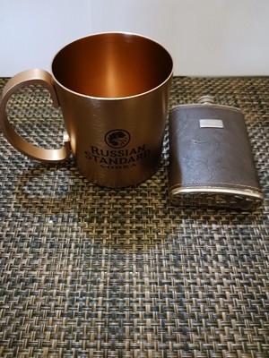 Copper Cup Russian Standard Vodka  Small Stainless Pocket Flask Barware Bottle