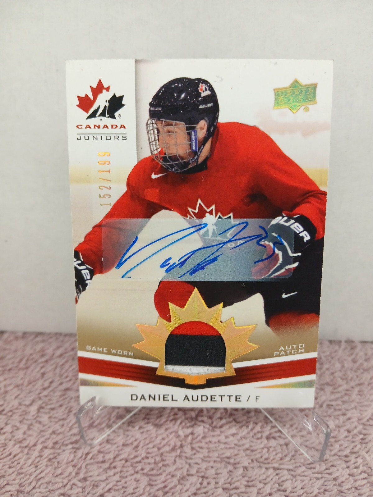 Daniel Audette Team Canada Patch Auto /199 3 Color Colour - NHL Canadiens Habs