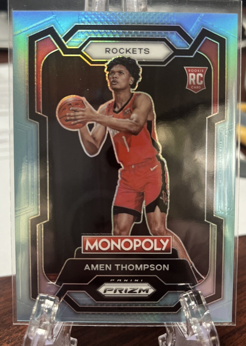 🔥AMEN THOMPSON 2023 Prizm Monopoly #33 ROOKIE LIGHT BLUE #/199 SP ROCKETS🔥🔥