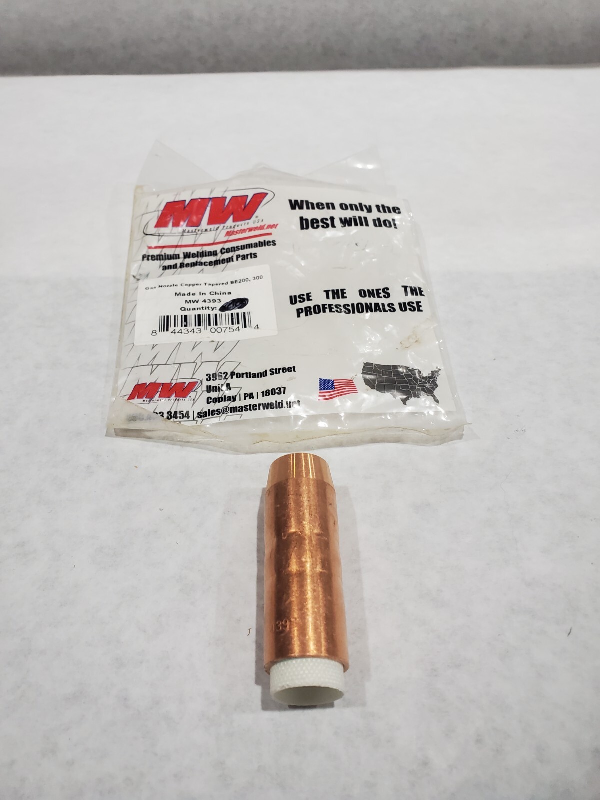 Masterweld Bernard 4393 Nozzle, 5/8" Copper Tapered 200/300 Amp Mig Welding Gun