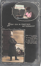 Postcard soldier with woman "I stand in dark midnight" field post Chemnitz (d38968