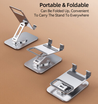 Support Téléphone Bureau Rotatif 360° Aceyoon - Pliable, Aluminium, Compatible IPhone, Samsung, Huawei