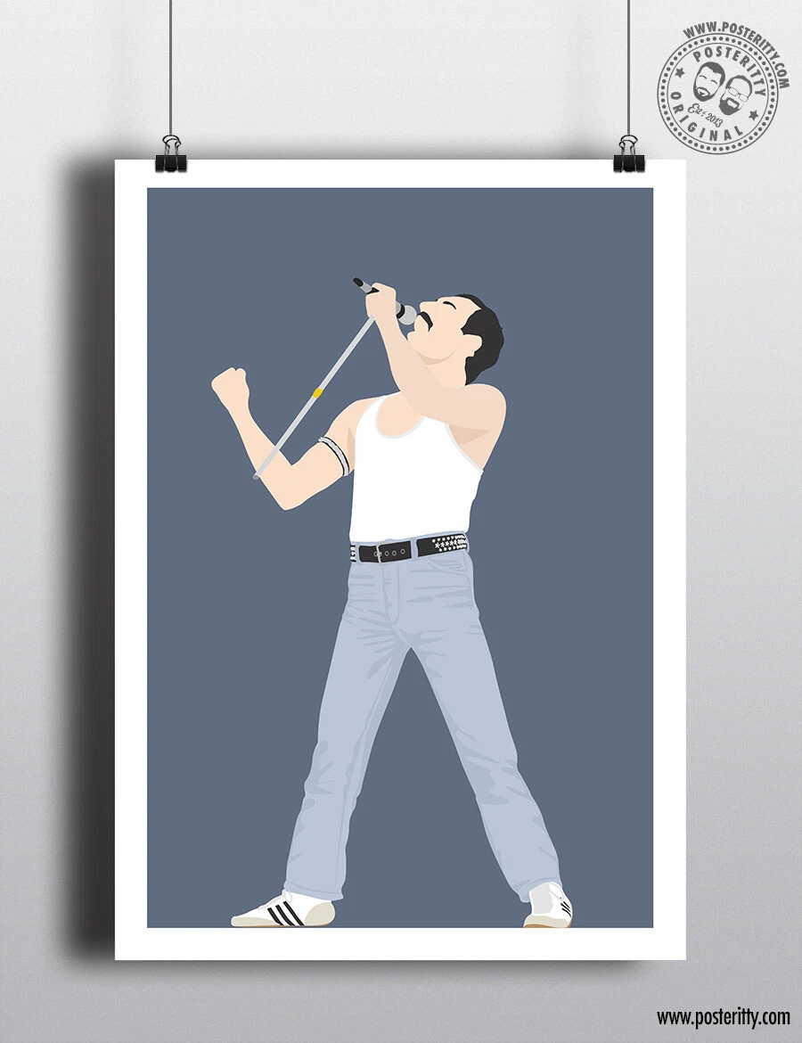 Poster Vintage Freddie Mercury / Queen - Impression D'art En Noir Et Blanc - Format Poster, Papier Mat 210gsm