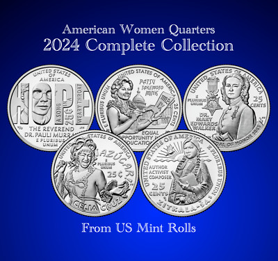  2024-D American Women Quarters 5-Coin  COLLECTION / FROM US MINT ROLLS WOW!