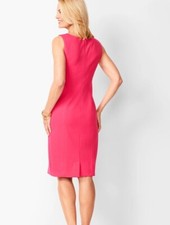 Talbots Split-Neck Refined Ponte Sheath Solid Pink Quilted Wool Dress Sz 12