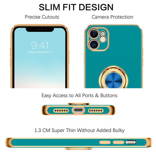 For iPhone 11 6.1" Case Shockproof Protective Rugged Cover & Golden Ring Holder - Bild 131 von 136