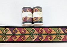Vtg Schumacher Wallpaper Border WAVES of the ANDES Lot 62+ Yds Deep Jewel Tones