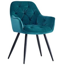 1/2X Dining Chairs Velvet Padded Seat Metal Legs Kitchen Chair Home Office Set
