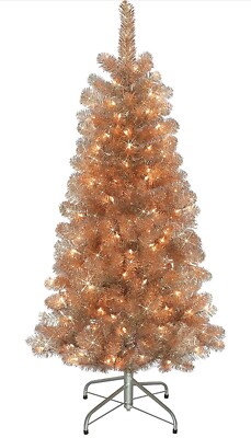 Puleo International Pre-Lit Rose Gold Artifical Artificial Christmas Tree,