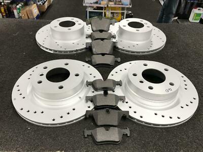FOR BMW PERFORMANCE FRONT REAR DRILLED BRAKE DISCS AND BRAKE PADS WEAR SENSORS