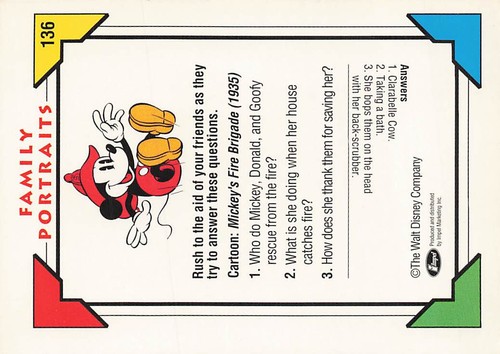 1991 Impel Disney Collector Cards Family Portraits #136 Mickey's Fire Brigade - Picture 2 of 2