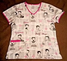 2007 Betty Boop Scrub Top Women  s Size Medium Shirt. Nursing Medical Uniform.