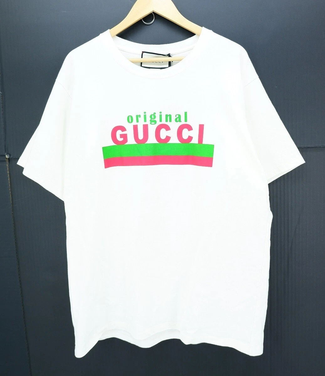GUCCI 616036 S S Original print T shirt Size L White Auth Men Used