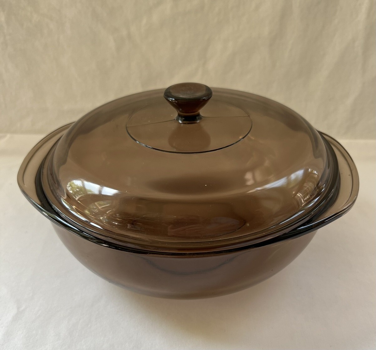 Pyrex Vintage Casserole Dish Lid Smokey Brown Glass L Serving Bowl