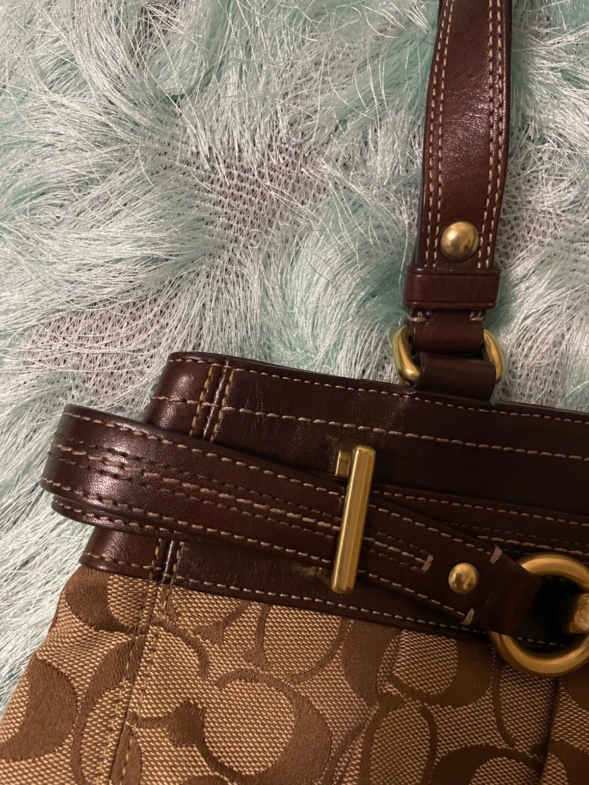 Borsa Coach firmata logo pelle marrone MedHand Bag