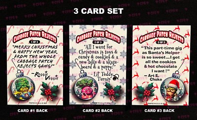 CABBAGE PATCH REJECTS • CHRISTMAS 3 Card Set; Like Garbage Pail