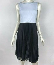 Alice Olivia Dress Pleated Skirt Lined Round Neck Sleeveless Stretch Women Small