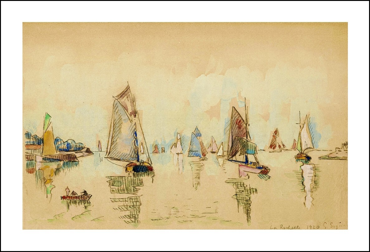 Grand poster Signac La Rochelle 60x85 cm, affiche de tableau style lithographique deco Rf01