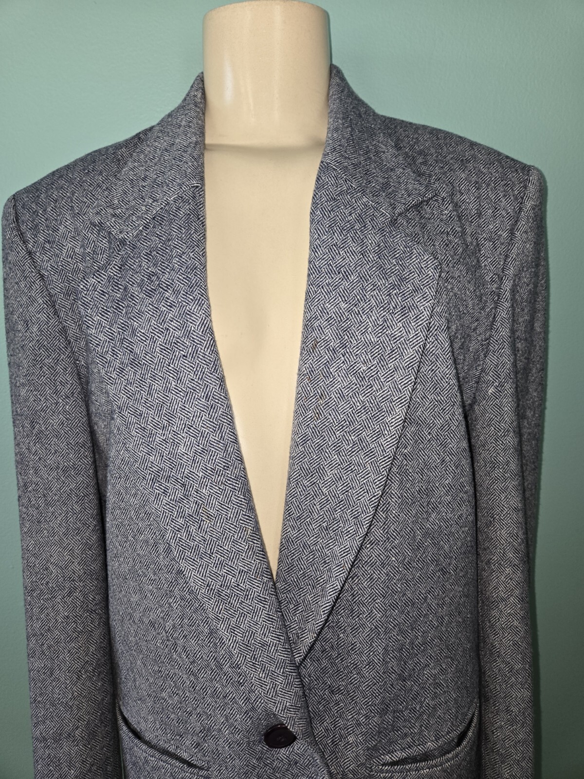 Womens Pendleton Virgin Wool Herringbone Blue Bla… - image 2