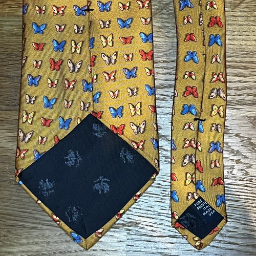 £100 BROOKS BROTHERS SAGE BUTTERFLY REPEAT PRINTED SILK NECK TIE MADE IN USA Y6 - Picture 7 of 8