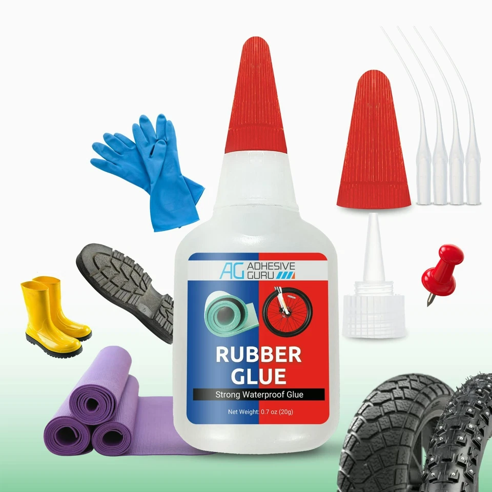 AG ADHESIVE GURU Adhesive Guru Rubber Glue (0.7 oz) - Heavy Duty Super Glue for Rubber, Tires,