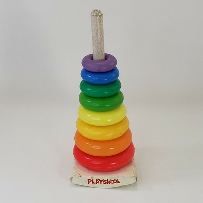 Playskool Stacking Rings Child Toy 8 Plastic Vintage 1960s Wood Base | eBay