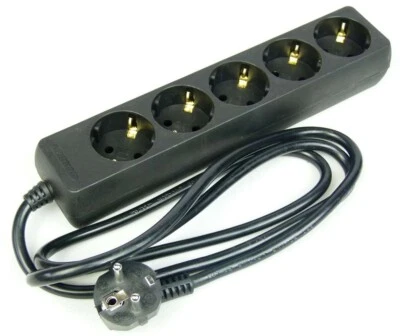 VARYTEC Schuko Mehrfachsteckdose Steckdosenleiste 5-fach schwarz 1,4 m Stromverteiler