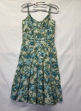Ann Taylor Floral Print Midi Dress Spaghetti Straps And Pleats Size 0