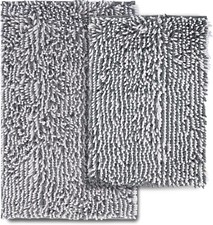 Bathroom Rugs 2 Piece Set   Absorbent, 17"X24" 20"X30", Gray  White
