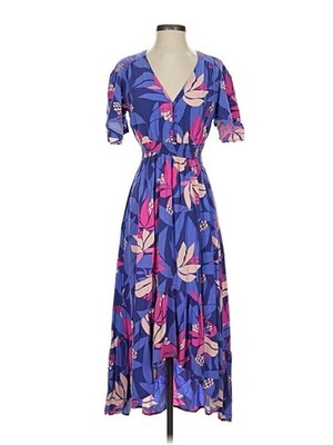 Anthropologie Abel the Label Santa Cruz high-low midi dress purple & pink floral