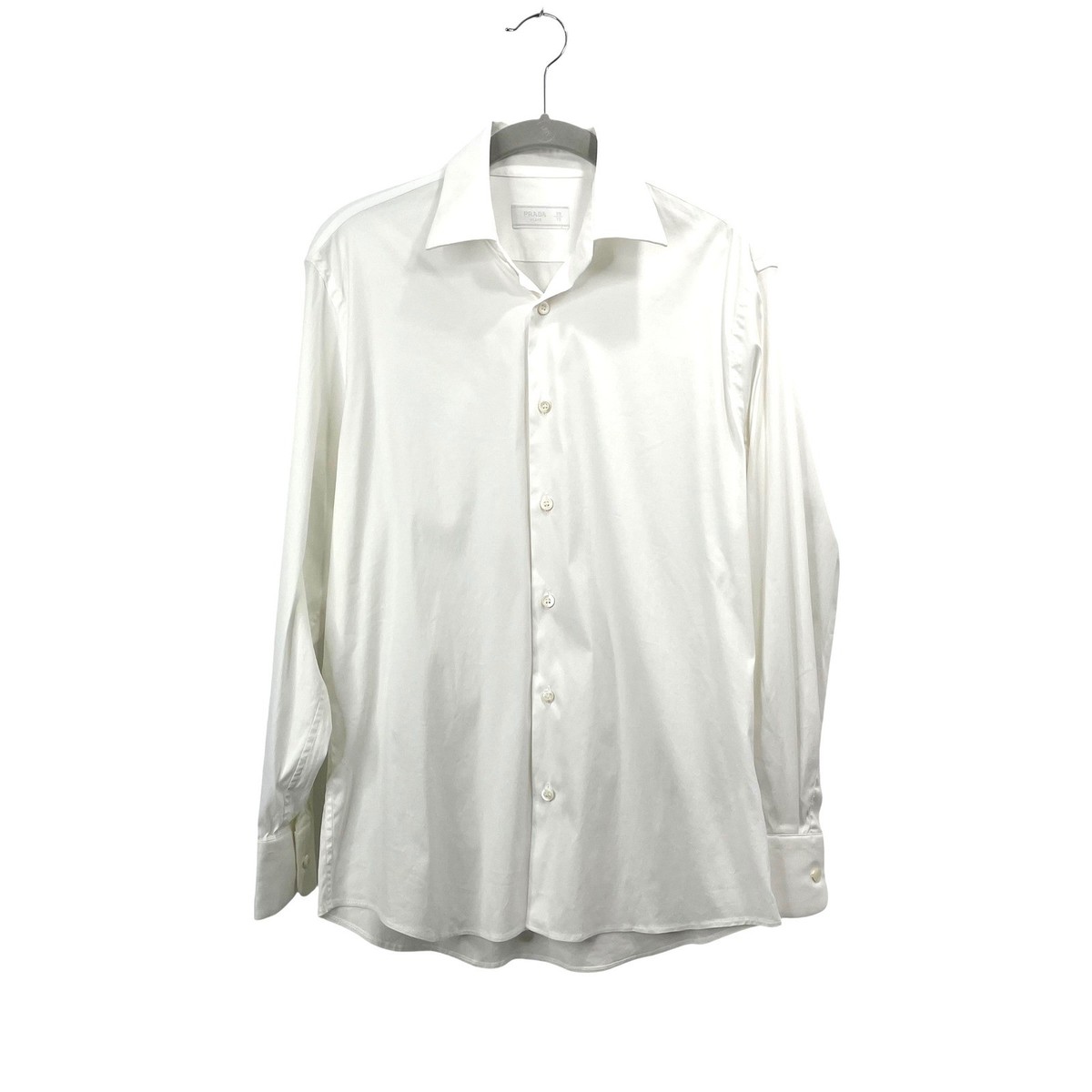 Prada button up white Stretch Poplin dress Shirt Size 38 designer