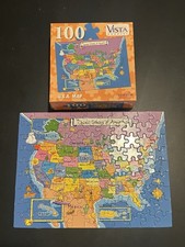 Vista Puzzles USA Map Jigsaw Puzzle 100pc Interlocking Cardboard 8.25 x 11