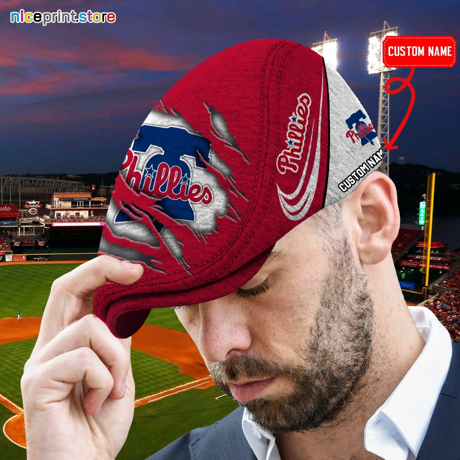 Philadelphia Phillies Jeff Cap Custom Jeff Cap Driving Cap Golf Cap