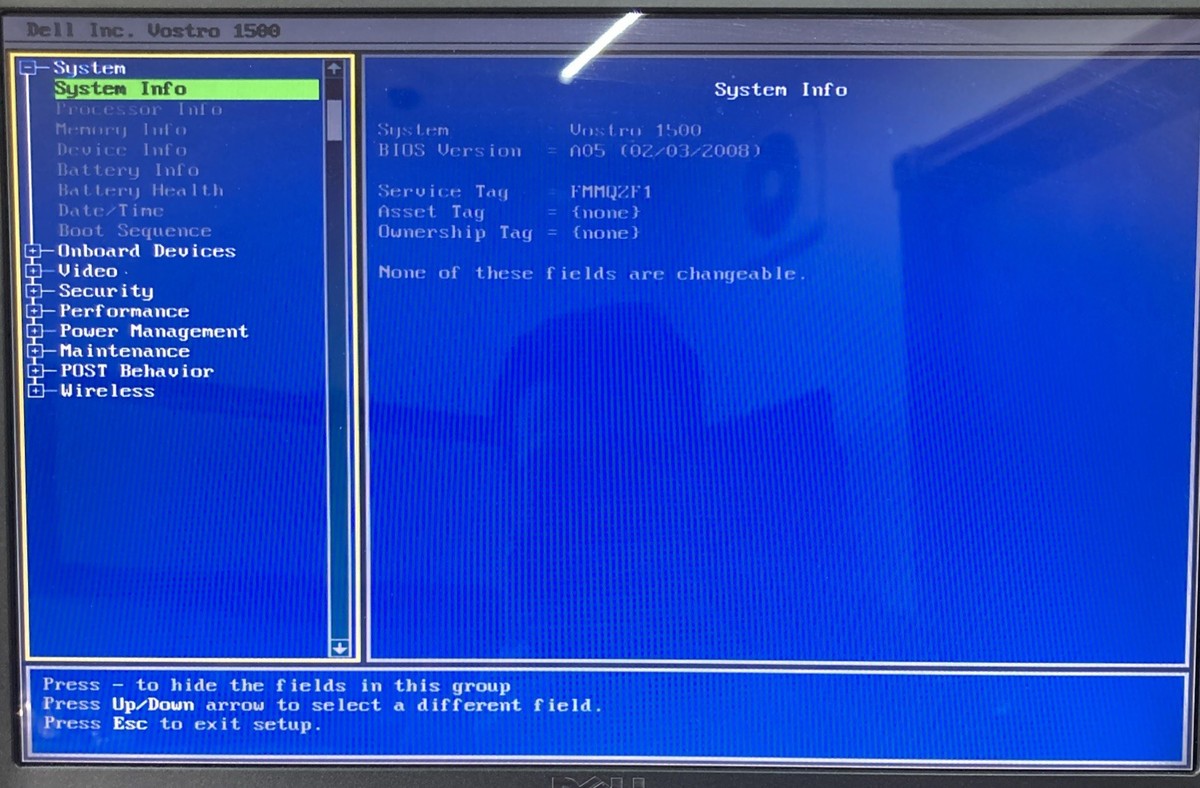 Dell Vostro 1500 Intel Core 2 Duo 1.40 GHz 2 GB no HDD Boot to