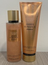 Victoria's Secret Amber Romance Shimmer Fragrance Mist, Lotion  Body Set New