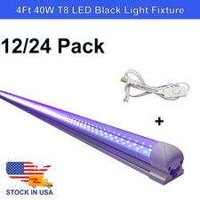4FT UV Led Black Light Bar T8 Linkable Fixture with US Plug and on/off Switch