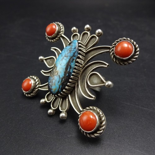 ANILLO WADE HENDERSON Navajo BISBEE TURQUESA CORAL PLATA ESTERLINA TALLA 8,5 - Imagen 11 de 22