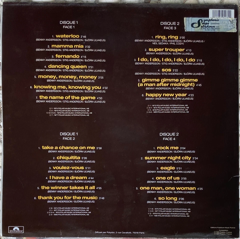 33t ABBA - ABBA Story - 2 LP - 1991 - Photo 2/3