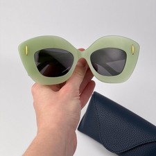 Loewe Women Sunglasses Green Grey Cat Eye LW40127I ANAGRAM 95A NEW AUTHENTIC