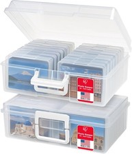 USA 4" x 6" Photo Storage Box Craft Keeper 2-Pack Organizers W/ 16 Picture