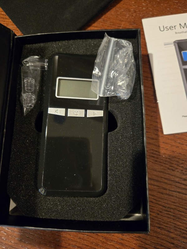Open Box Electronic Breathalyzer Black for Alcohol with Carrying Case