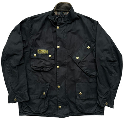 Barbour A7 International Black Waxed Biker Jacket C44 Large XL