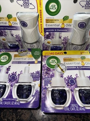 Airwick Plug in Scented Oil Starter Kit, 2 Warmers + 6 Refills, Lavender & C...